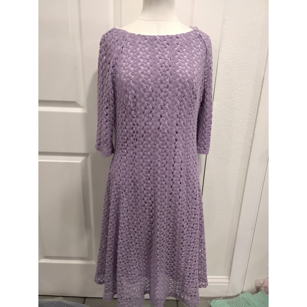 Rabbit Rabbit Designs Lavender Crochet Lace Midi Dress Women's Size 10
